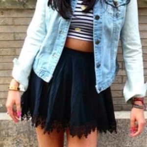 LF Millau Boho Flowy Skirt Crochet Trim